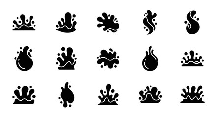 Obraz premium Water splash icons set. Liquid drops silhouette