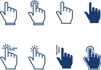 Fototapeta premium Cursor pointer hand icons for clicking and touching