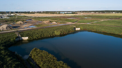 Fototapeta premium Treatment facilities, wastewater treatment infrastructure. Sewage treatment -