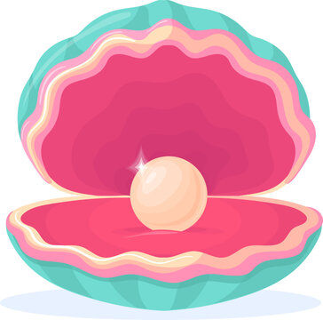Pearl shell. Tropical ocean water treasure icon