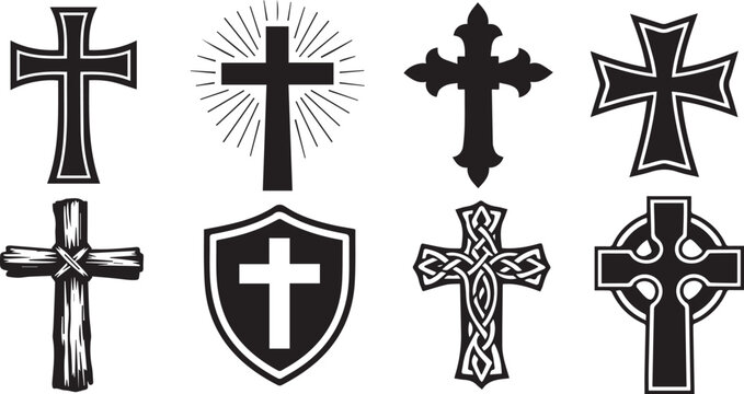 Collection of various christian cross symbols