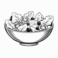 Salad Vector Images. Illustration of vegetable salad in bowl Isolated on white background.