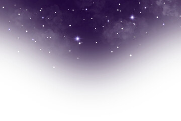 Obraz premium Dreamy Magical Starry Night Sky with Soft Watercolor Clouds and Shining Stars