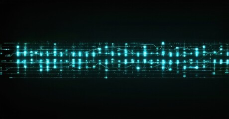 Obraz premium Digital data stream visualization. Glowing lines represent information flow, complex network, futuristic aesthetic. Dark background emphasizes bright elements.