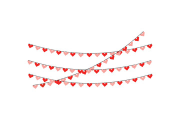 Red and Pink Heart Garland Decoration for Valentine's Day High Resolution Photo. Resizable and Editable. EPS, 10.
