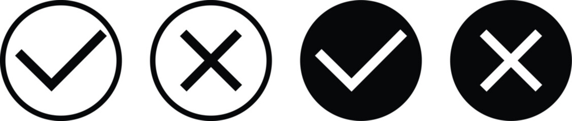 A set of circular checkmark and cross icons  © NikProArt