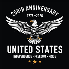 Fototapeta premium 250th Anniversary United States Eagle Emblem – 1776–2026 Patriotic Design