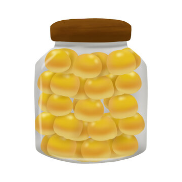 Jar of Yellow Marbles or Beads or Candies