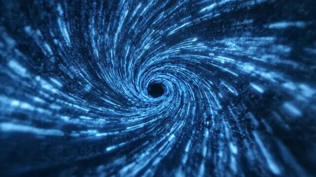 Blue vortex tunnel spiral particle stream glow blue dark center motion spiral particle stream glowing glow blue vortex tunnel toward dark center with motion energy futuristic abstract motion blur PMID