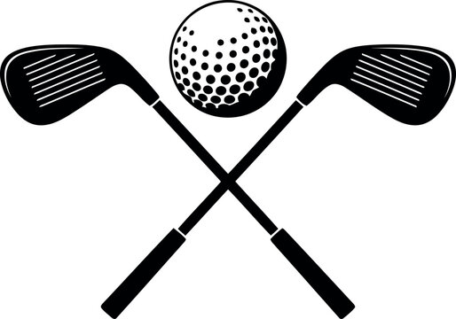 Golf clubs crossed with golf ball isolated transparent background design