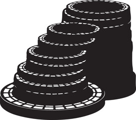 Film strip pedestal icon or symbol for presentation or display purposes in graphic design