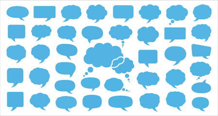 Fototapeta premium Blue Speech Bubbles Set Collection Communication Icons Vector Illustration