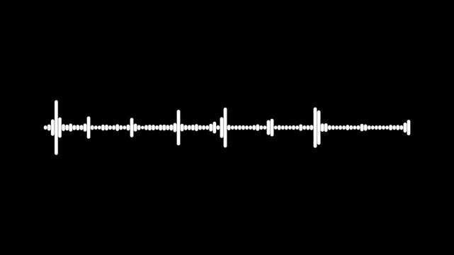abstract audio wave visualization on black background, white line audio wave visualization voice record, audio waves rhythm isolated on black background, Black audio waveform spectrum animation 4k .