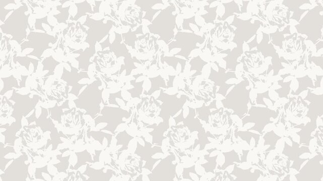 Elegant White Rose Pattern Seamless Loop with Subtle Zoom
