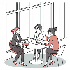 business meeting in office. Female coworkers engaging in a productive discussion at the office