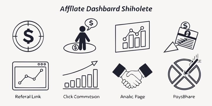 Affiliate marketing involves various elements such as money, products, and promotion Vector