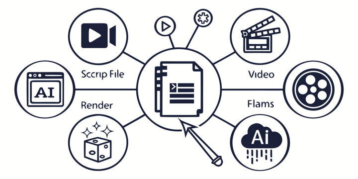 Various icons representing different types of media and content types. Vector