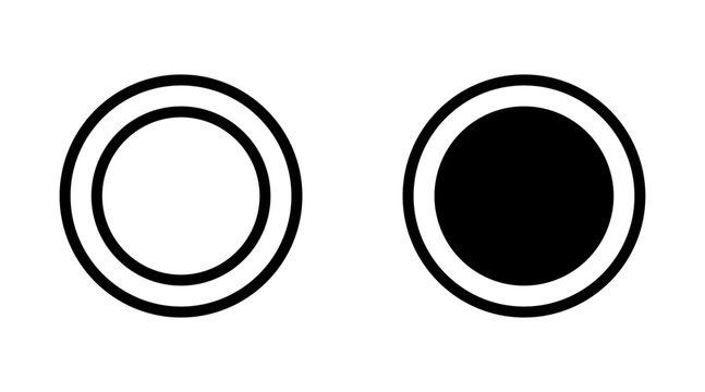 Two concentric circles, representing a radio button or selection option in an interface.