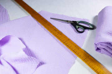 cut the fabric from the sewing material. Sewing equipment