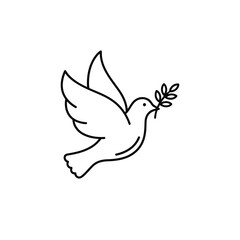 Fototapeta premium Dove with Olive Branch Icon for Peace and Harmony