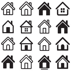 Simple House Vector Icon in Flat Minimal Style