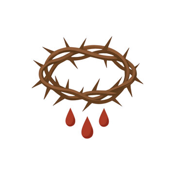 Coroa de espinhos com gotas de sangue paix&atilde;o de cristo ilustra&ccedil;&atilde;o