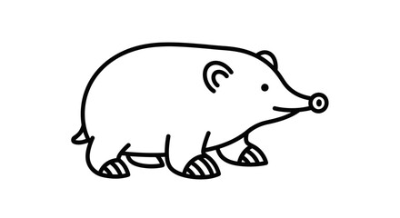 Obraz premium Simple Line Art Illustration of a Cute Cartoon Badger.