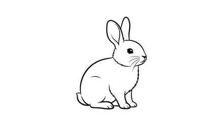 Obraz premium Simple black and white line drawing of a rabbit.