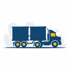 Blue Delivery Truck Illustration Side View.