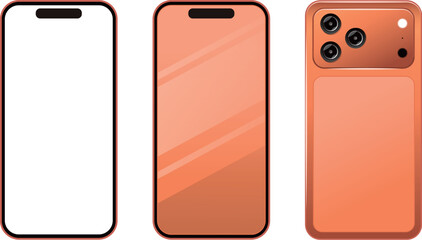 新型 スマートフォン オレンジ 表 裏 iphone 17 PRO モックアップ © 217