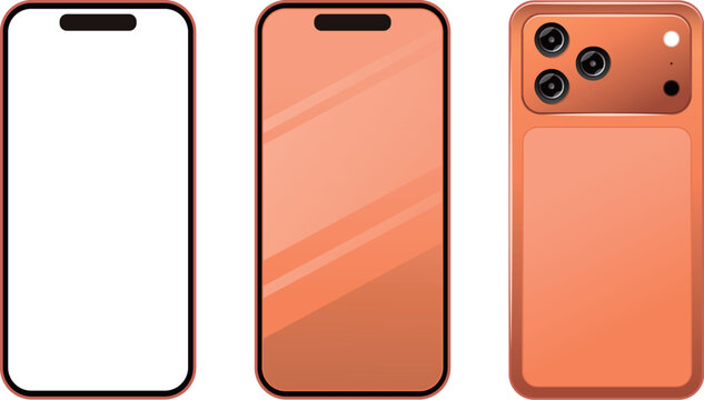 新型 スマートフォン オレンジ 表 裏 iphone 17 PRO モックアップ