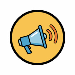 Blue Megaphone Icon Alert Signal.