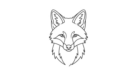 Detailed Line Art Illustration of a Majestic Fox Head.