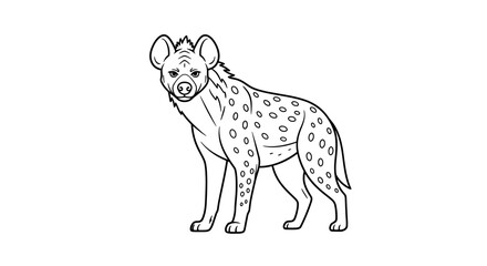Fototapeta premium Detailed Line Art Illustration of a Spotted Hyena Standing.