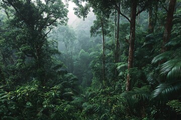 Obraz premium dense jungle with towering trees and exotic plants
