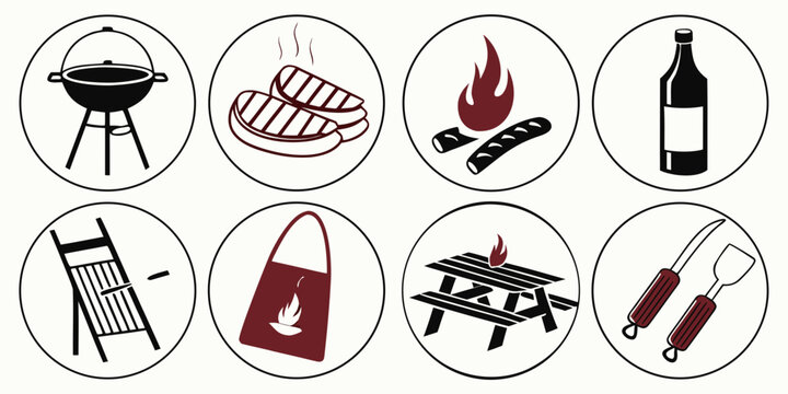 A collection of various objects and symbols on a white background. Vector