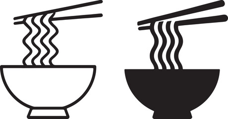 Noodle icon in bold silhouette outline style. © MdShohidul