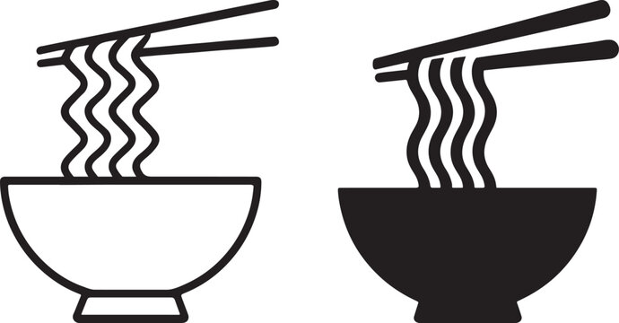 Noodle icon in bold silhouette outline style.