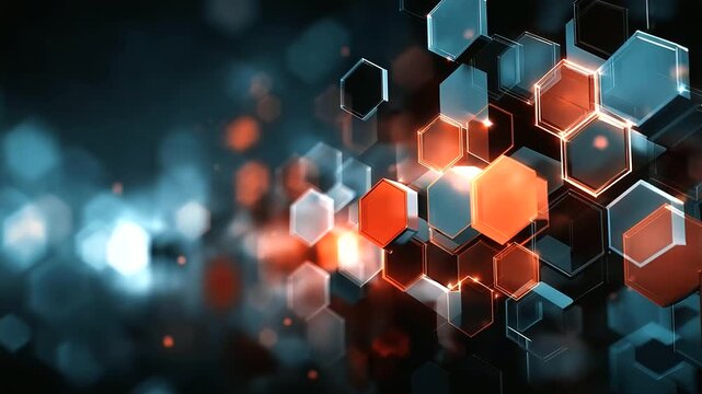 Abstract geometric pattern of repeating hexagons, tessellation design visualization, honeycomb structure display, geometric tile graphic, pattern repetition concept, defocused