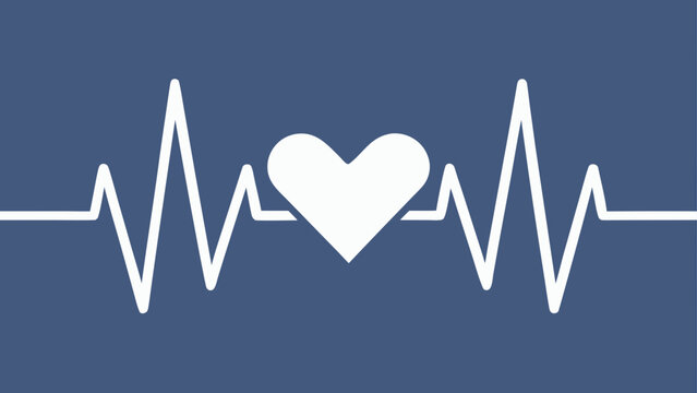 A heart symbol integrated within a heartbeat line graphic on a dark background