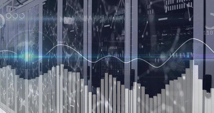 Displaying overlaid data visualization in data center, with server racks, glass doors, LEDs, HUD