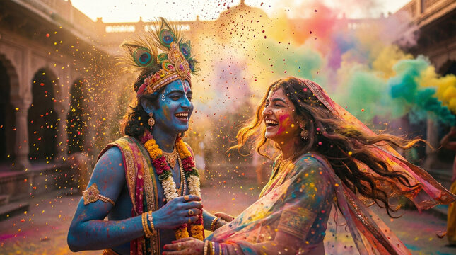 Holi | Krishna and Radha Celebrate holi 