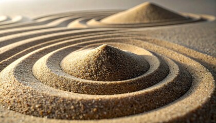 Fine sand sculpted into a smooth, flowing ridge pattern, resembling the frequency of natural waves. The surface forms elongated, parallel curves that rise and fall, resembling a miniature desert lands