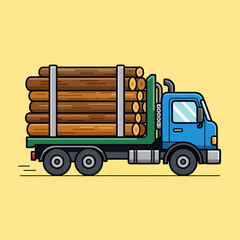 Blue Truck Carrying Logs.