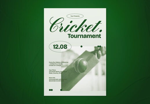 Green White Utilitarian Cricket Tournament Flyer