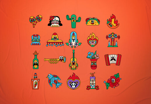 Playful & Colorful Dia De Los Muertos Illustration Set