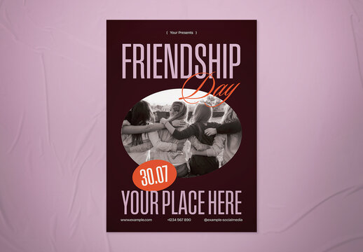 Purple Orange Bold Minimalism Friendship Day Flyer