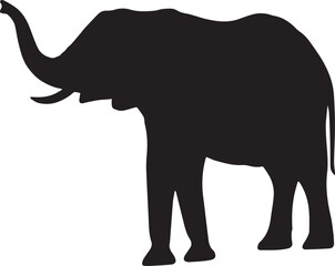 Fototapeta premium Minimalist African Elephant Silhouettes with Raised Trunk Profile