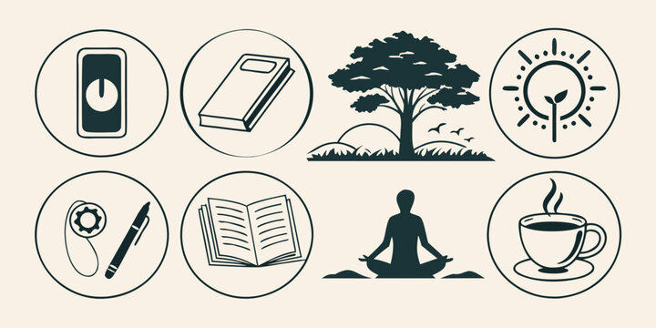 A collection of diverse icons representing various objects and activities Vector