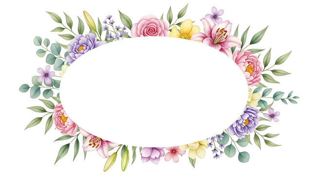 Happy mother's day wishes with beautiful floral wreath and colorful flowers